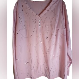 Pink Women's Gold Studded Top Long Size XXL Work Office Party Trip Event